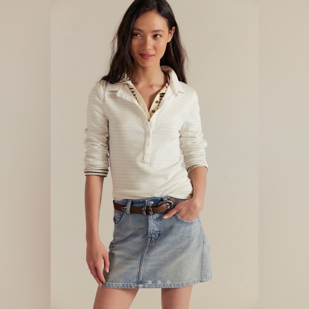 NWT Free People We The Free Tessa Polo Ivory XS